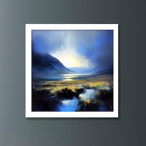 Scottish Mountain Abstract Landscape Oil Painting, Scottish Mountain Wall Art Prints, Scottish Landscape Paintings, Highland Prints Scotland