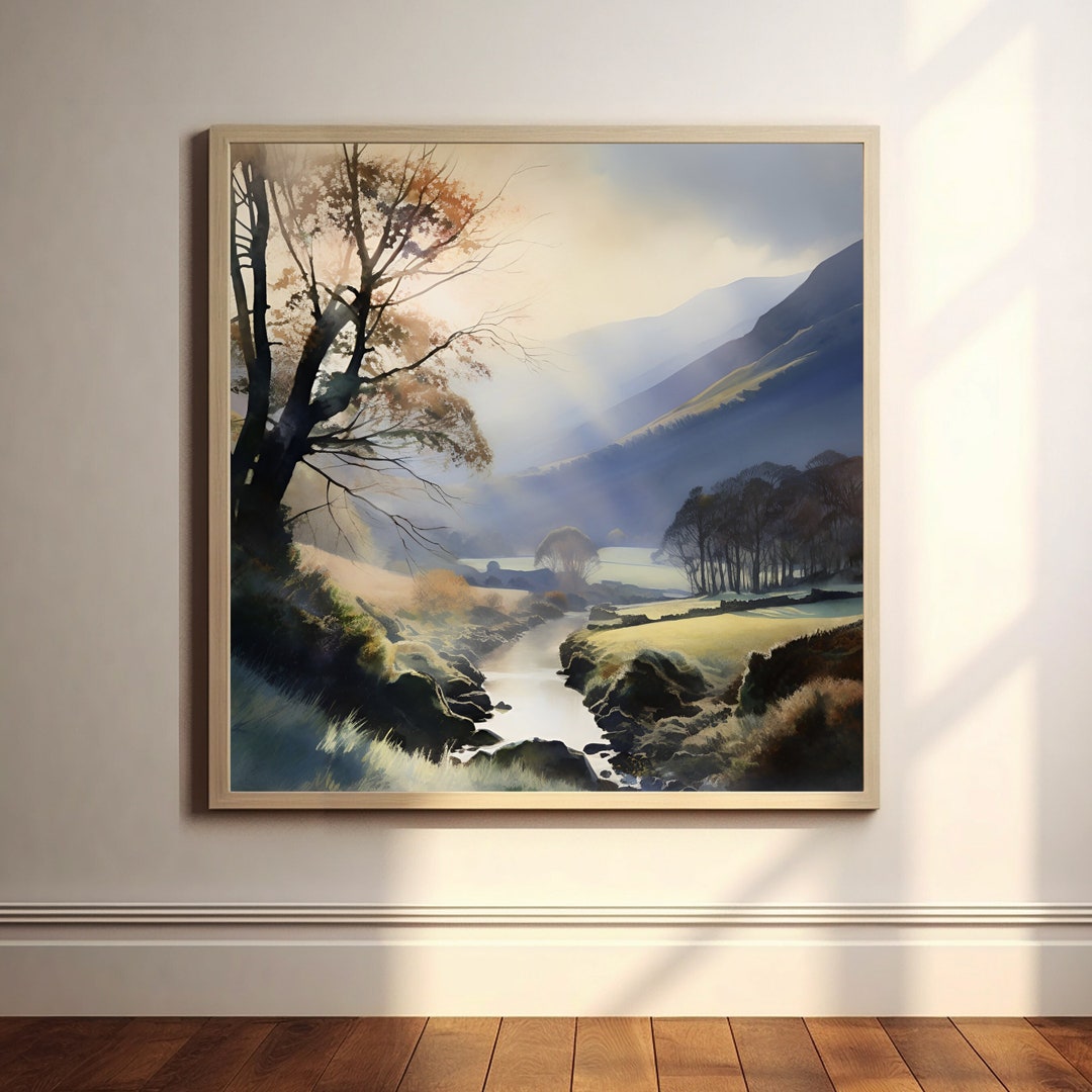 Buy Abstract Landscape Lake District Print, Lake District Landscape Painting, Abstract Landscape