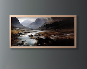 Scottish Highlands Mountain Oil Painting, Landscape Print Highlands of Scotland, Scottish Mountain Oil Painting, Scottish Landscape Wall Art