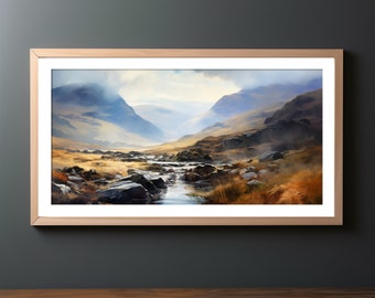 Lake District Landscape Painting, Lake District Watercolour Print, Digital Landscape Watercolour Painting, Large Digital Landscape Wall Art