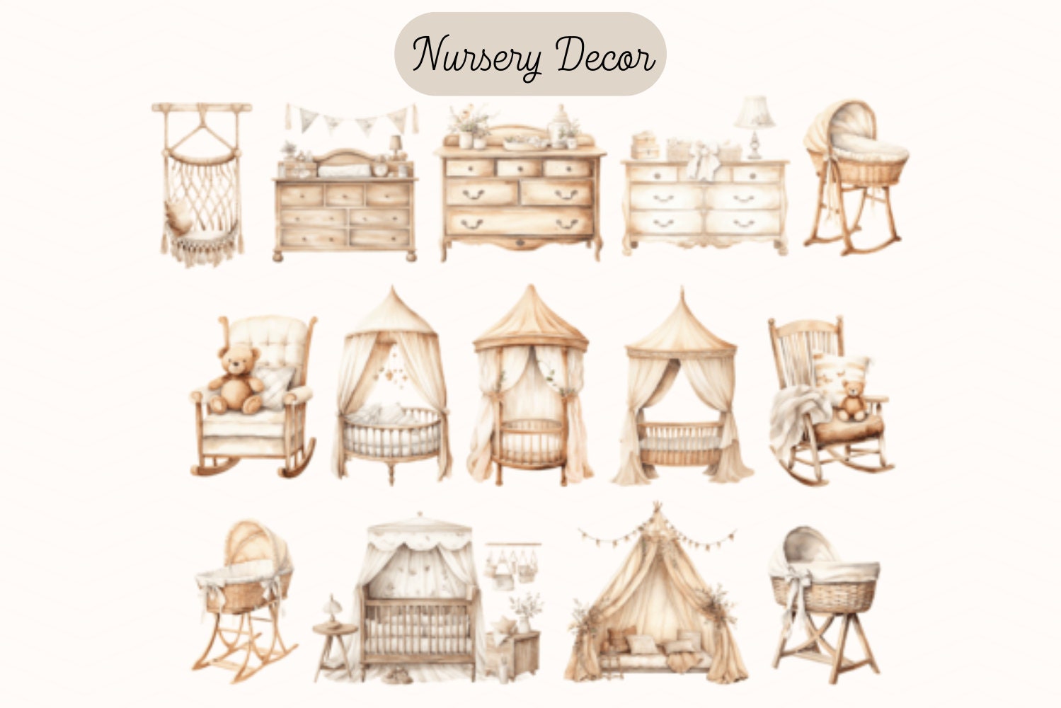 Gender Neutral Baby Clipart Watercolor Neutral Baby Shower Clipart