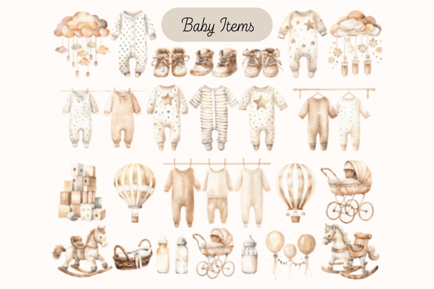 Gender Neutral Baby Clipart Watercolor Neutral Baby Shower Clipart