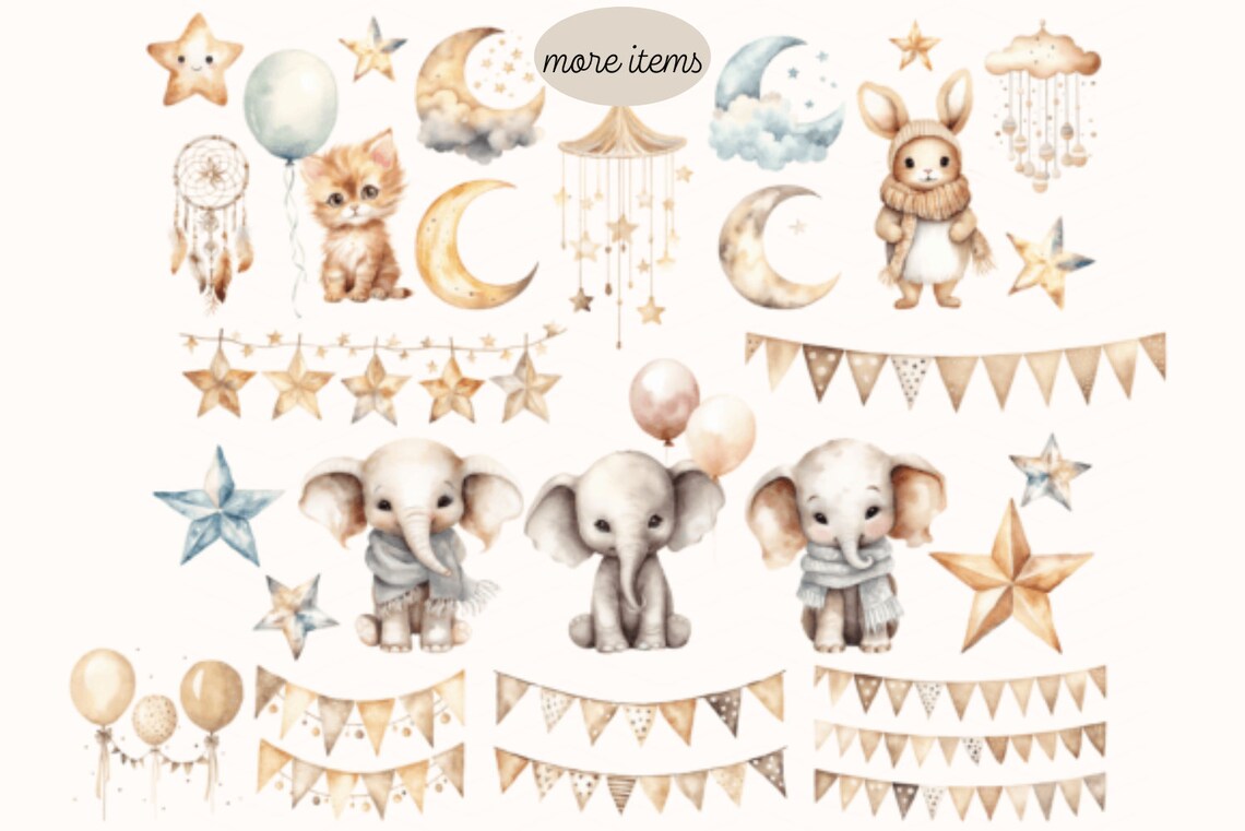 Gender Neutral Baby Clipart Watercolor Neutral Baby Shower Clipart ...