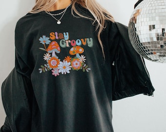 Stay Groovy Mushroom Graphic Tee, Retro Comfort Colors T-shirt