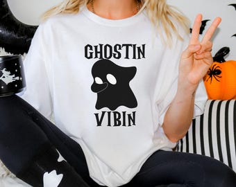 Comfort Colors Ghost Shirt, Retro Halloween Tee