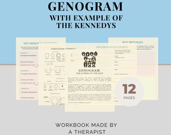 Terapia familiare, quaderno di lavoro sul genogramma realizzato da un terapeuta, albero genealogico, la maledizione di Kennedy come esempio, schede di lavoro sulla terapia