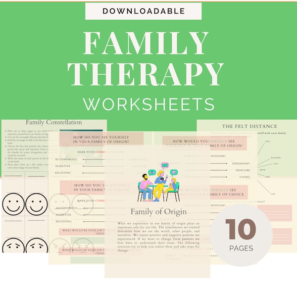 Understand your Family of Origin. Family Therapy Worksheets. Family Conflicts, Printable PDF