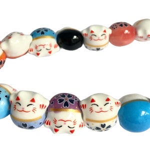 Ceramic cat beads,Handmade ceramic cat charm,cat beads,porcelain cat bead,5 pcs in a pack.