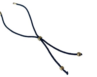 Ébauches de bracelet de curseur de corde réglable, ébauches de bracelet réglables, bracelets de corde de 2 mm, noir et or