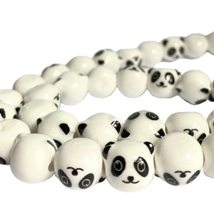 Handmade ceramic panda charm,panda beads,porcelain bead,4pcs in a pack.