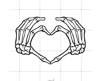 Skeleton Heart Hands SVG, PNG  | Skeleton Heart Hands SVG Instant Download for Clipart, T-Shirt, Sublimation, Cricut, Printing