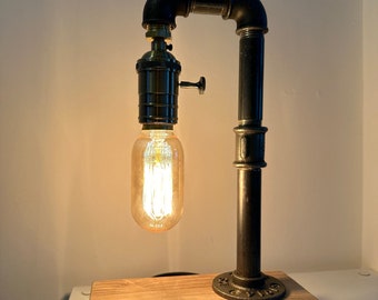Lampe de table de style loft | Lampe de chevet de style industriel | Produit fait main