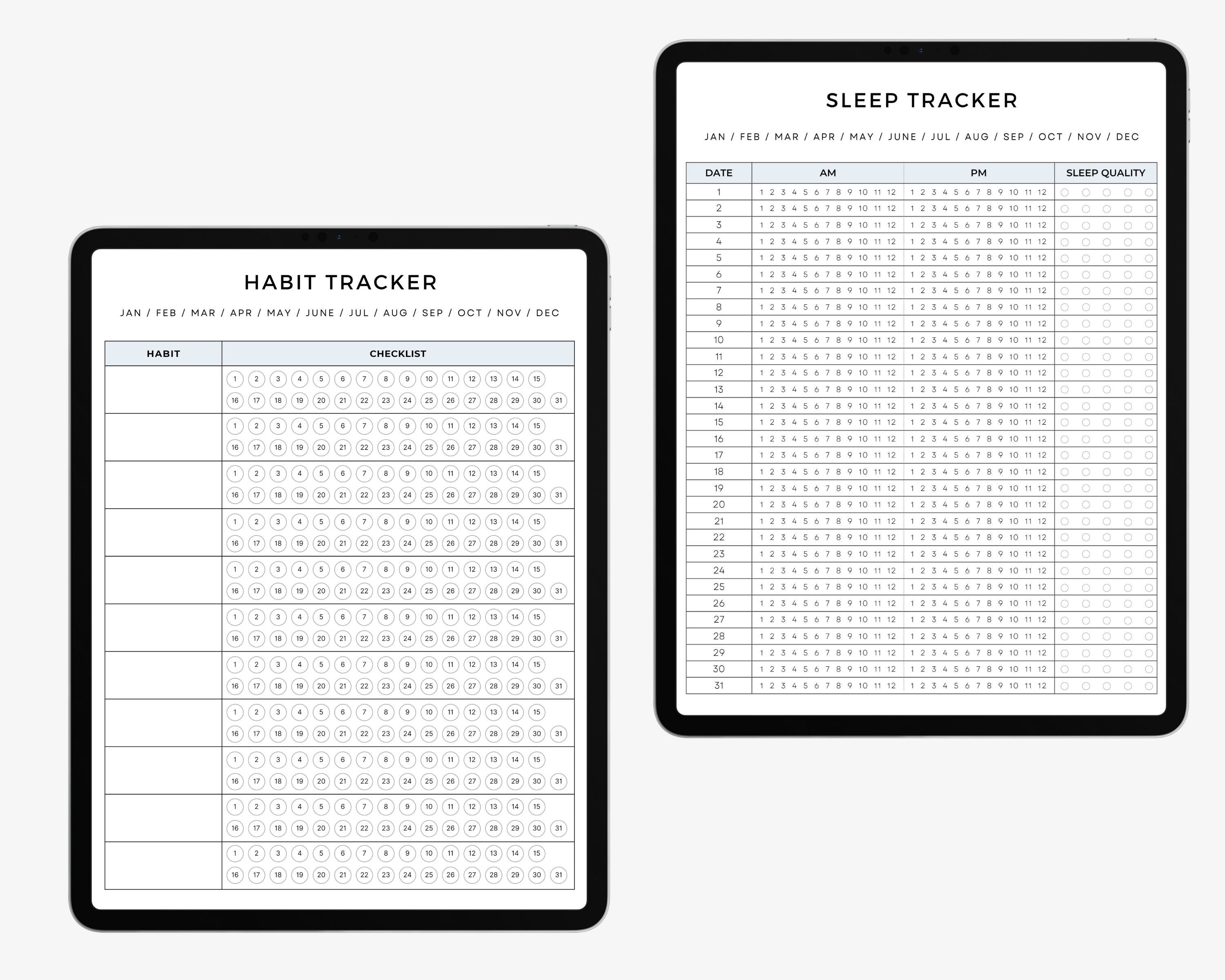 Simple Habit Sleep Tracker Planner Digital Monthly Habit Tracker Daily
