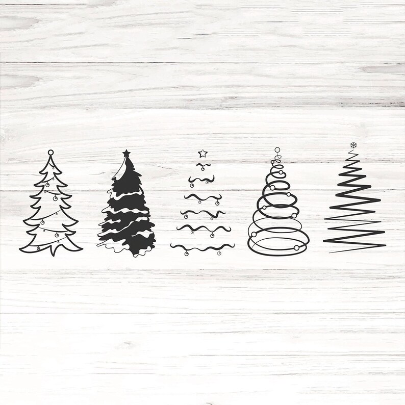 Christmas Tree SVG Bundle Christmas Tree Line Art Png Etsy