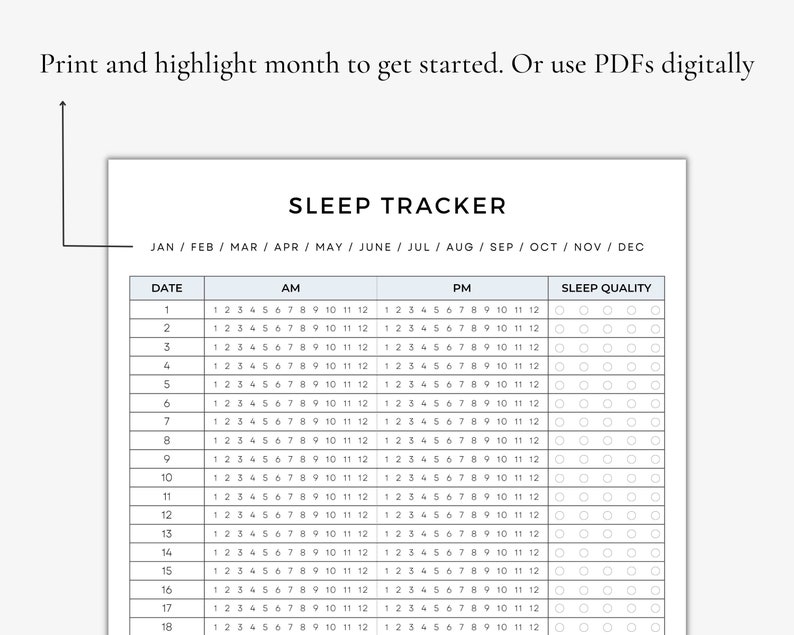 Simple Habit Sleep Tracker Planner Digital Monthly Habit Etsy