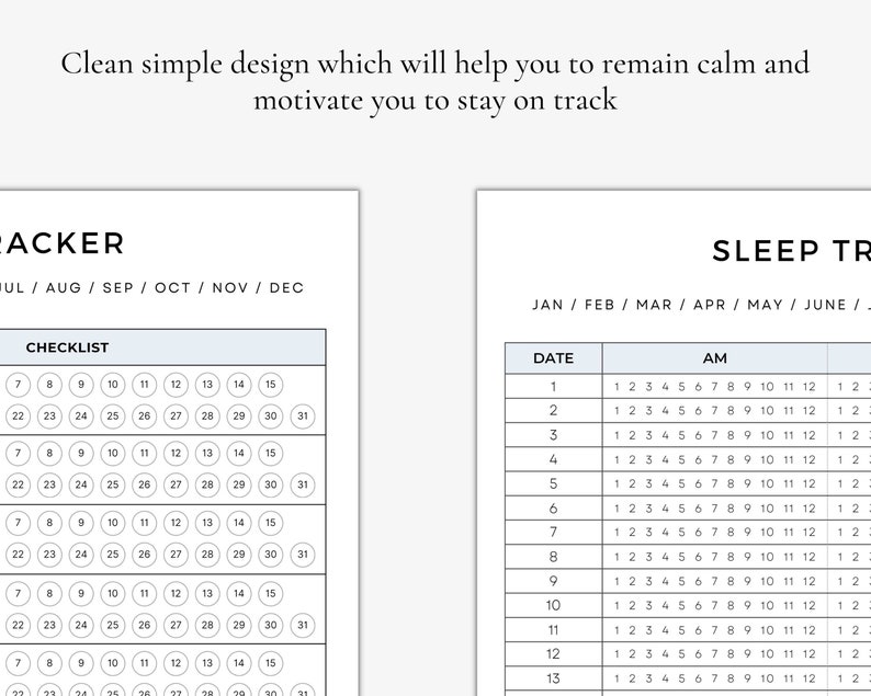 Simple Habit Sleep Tracker Planner Digital Monthly Habit Tracker Daily