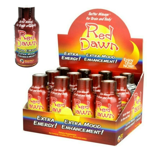 Red Dawn Extra Energy & Mood 2oz Shots Mixed Berry (12 pack)