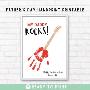 Father's Day Printable, Daddy Rocks Handprint Art, Fathers Day Gift, Fathers Day Handprint, Father's Day Card, Daddy Rocks Craft Activity