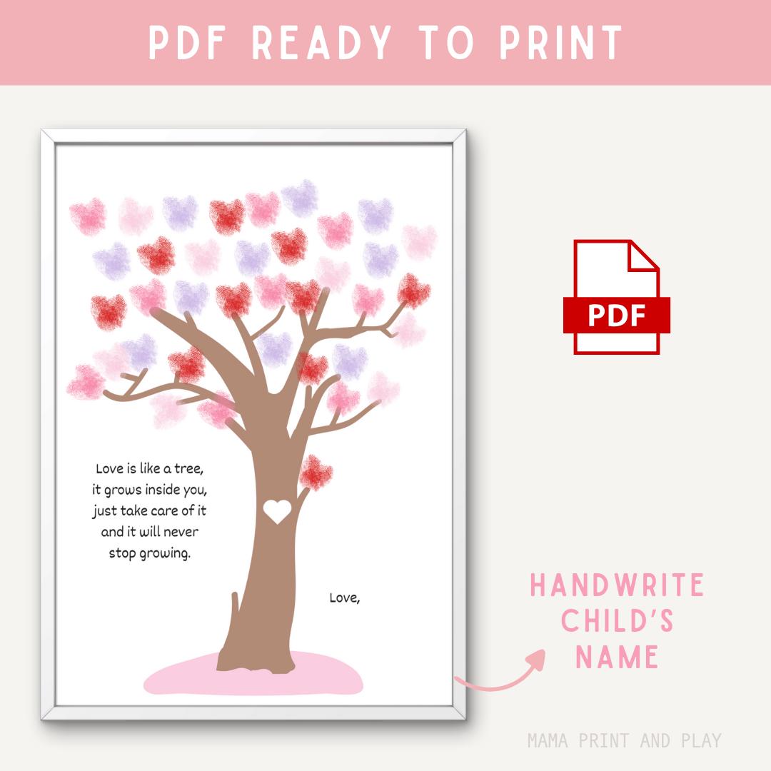 Valentine's Day Fingerprint Art for Kids | Love Tree Thumbprint Craft ...