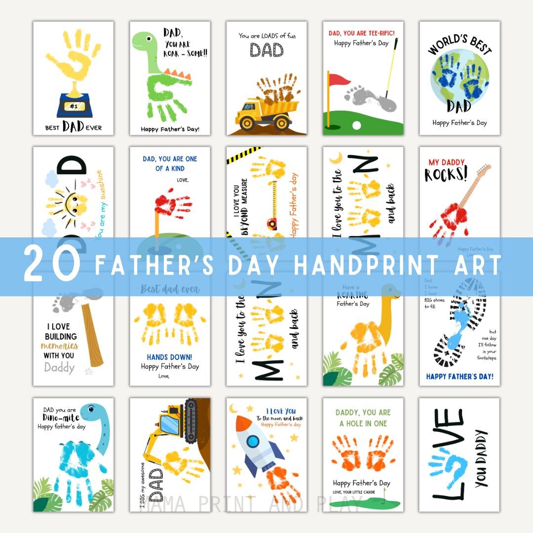Father's Day Printable Handprint Craft, Fathers Day Art Bundle, Father ...