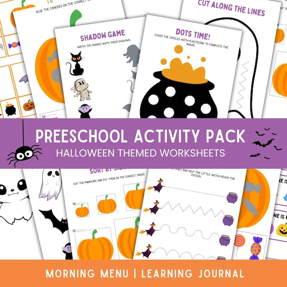 Halloween Activity Book for Preschool Kids | 70 Printable Pages | Fun Learning Games, Coloring, Tracing & Puzzles PDF
