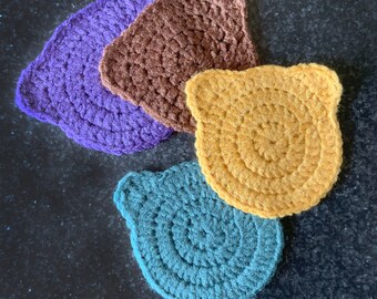 Cute Cat or Bear Coasters • Teacher&#39;s Gift • Birthday • Mother&#39;s Day • Coffee or Tea Lover • Bear Lover Gift • Cat Lover Gift • Coaster Set