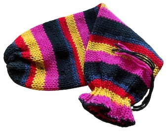 Handmade Bag Worm • Multi-color • Crochet • Grocery Bag Holder • Fun Colors • Knit • Customizable • Unique Storage • Kitchen Accessory