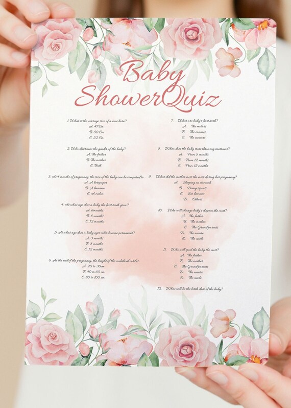 Baby Shower Game Baby Shower Quizz Baby Shower Printable Etsy