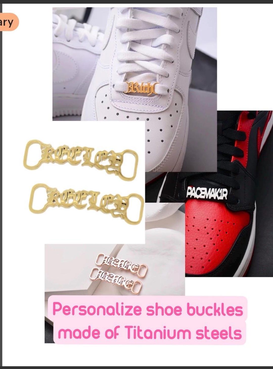 Custom Titanium Steel Shoelace Buckles, Personalized Shoe Lace Tags ...