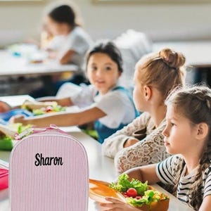 Personalized Lunch Bags for Kids, Insulated Lunch Bag, Seersucker Lunch Bag, Monogrammed Kids Lunch Bag, Lunch Box, Lunch Bag for Women