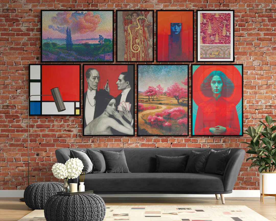 Art Set Quirky Gallery Set of 8 Artwork Eclectic Print Set Etsy