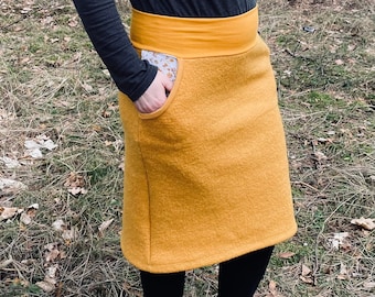 Walk skirt wool skirt women with pockets