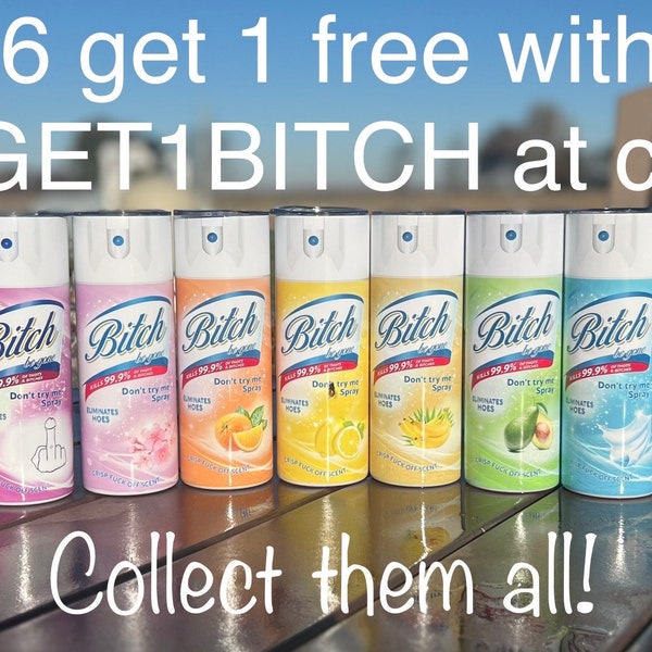 B!tch be gone series.  Ready to ship. 20 ounce tumbler. Buy 6 get 1 free. Buy 11 get 2 free! See details for codes :) gag gift. Humorous