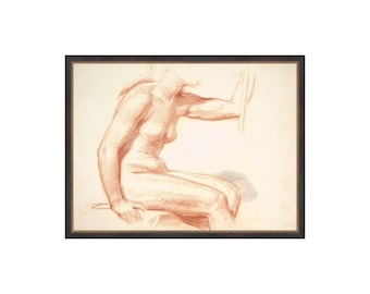 Vintage Female Figure Sketch: Woman's Body Drawing (Digital Download)