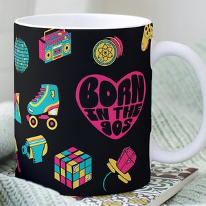 Retro Nostalgic 90s themed ceramic mug for coffee and tea lovers born in the 90s!