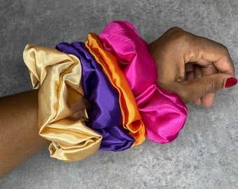 Womens Hair Scrunchies, Soft satin Scrunchie, Wide elastic Scrunchies, Scrunchie, Gift for her, Maxi Scrunchie, Large Scrunchie