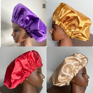 Reversible Satin hair bonnet, Sleep Hat Bonnet, Satin Sleep Caps for Adults, Reversible Womens Sleep Cap, handmade double sided satin bonnet