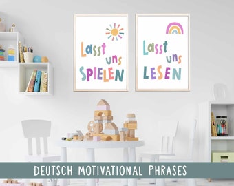 2 Deutsch Motivational Preschool Posters, Kids Decor, Toddler Playroom, Montessori Classroom decor, Educational poter, Digital Download