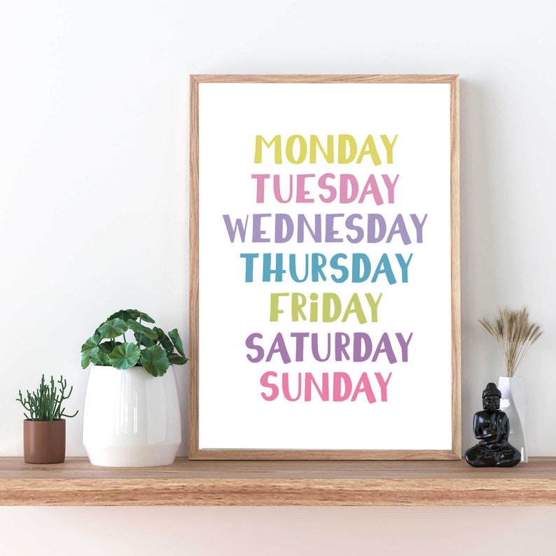 2 Numbers & weekdays Posters, Preschool Educational Prints, Kids Decor, Toddler Playroom and Montessori Classroom decor, Digital Download, image 4