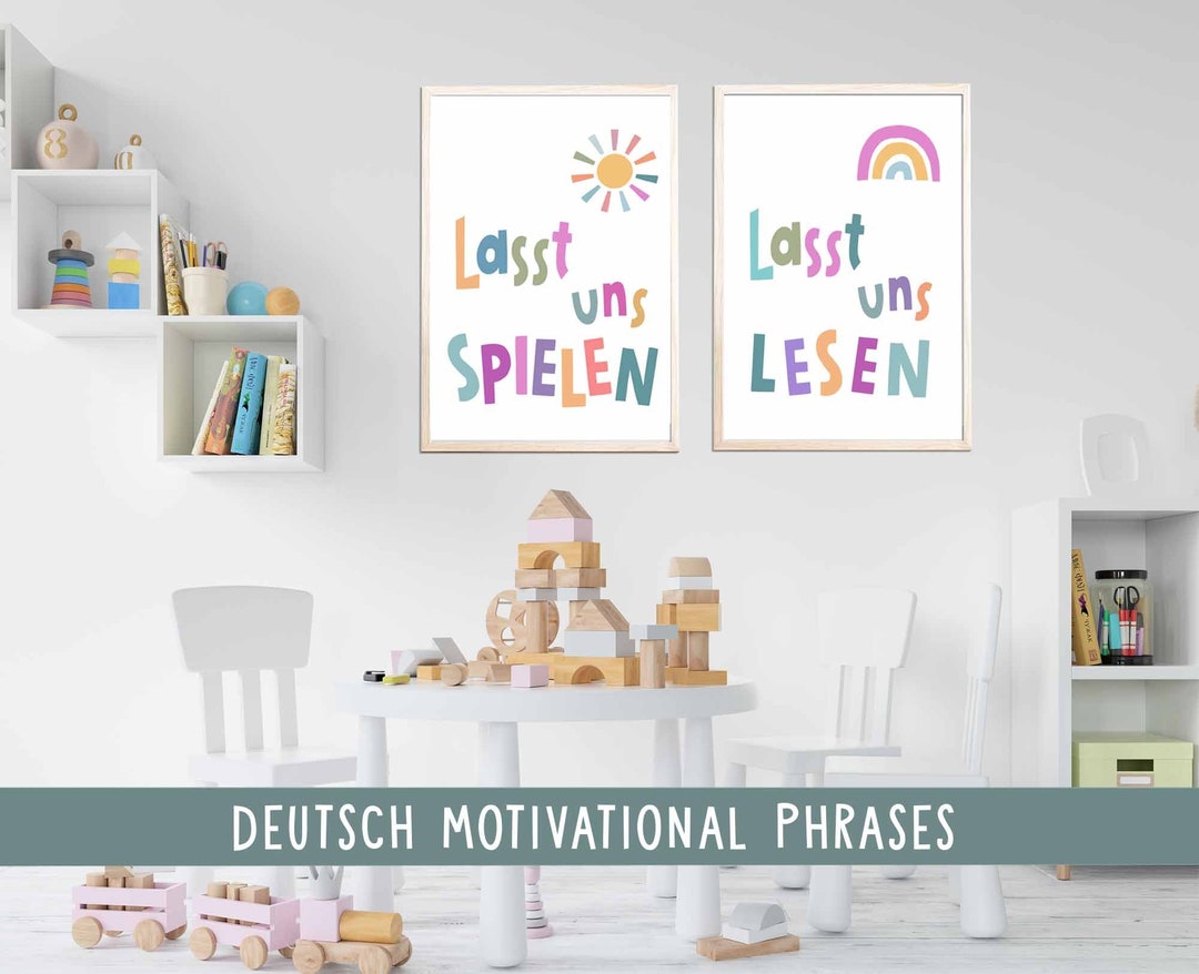 2 Deutsch Motivational Preschool Posters, Kids Decor, Toddler Playroom