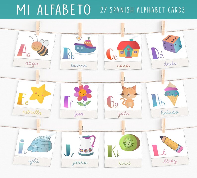 Spanish Alphabet Cards Preschool Education for Homeschool Etsy