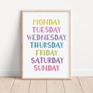 2 Numbers & weekdays Posters, Preschool Educational Prints, Kids Decor, Toddler Playroom and Montessori Classroom decor, Digital Download, image 2