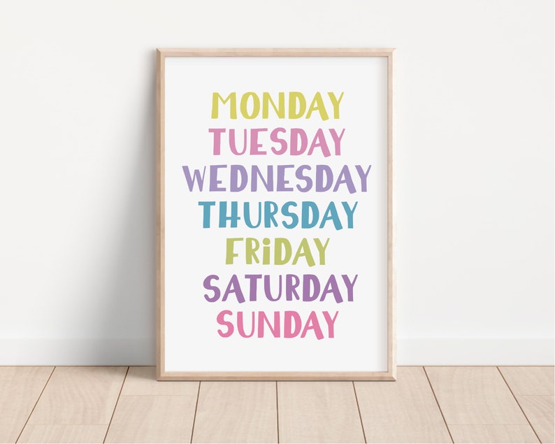 2 Numbers & weekdays Posters, Preschool Educational Prints, Kids Decor, Toddler Playroom and Montessori Classroom decor, Digital Download, image 2