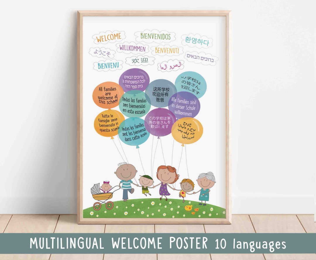 Multilingual Poster Welcome Families in 10 Languages Preschool Poster ...