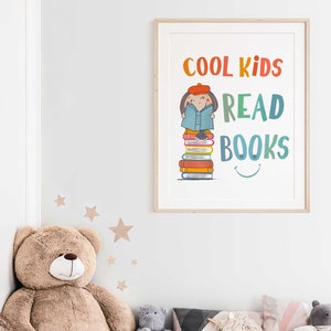 Cool kids read books, Educational Poster for Homeschool, Kids Decor, Toddler Playroom decor, Montessori Classroom decor, Digital Download, image 3