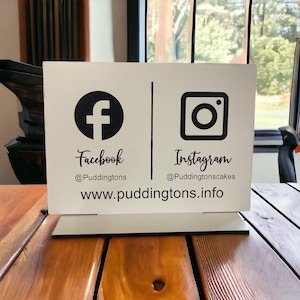 Freestanding Social Media Sign | Engraved business sign | Wyre Designs