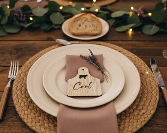 Farm Cow Ear Tag Wedding Table Name Place | Engraved cow shape  | Farm Wedding