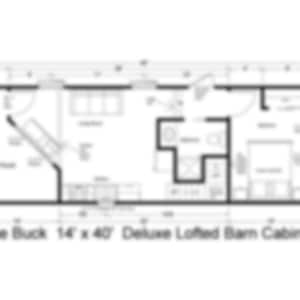 Planritning för litet hus: Deluxe loftlada 14 x 40 (1 sovrum / 1 badrum) - ENDAST PLANRITNING - Inte en ritning bild 3