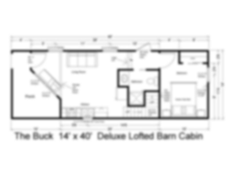 Planritning för litet hus: Deluxe loftlada 14 x 40 (1 sovrum / 1 badrum) - ENDAST PLANRITNING - Inte en ritning bild 3