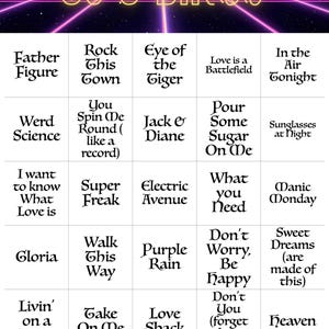 80-talsmusikbingo del 2